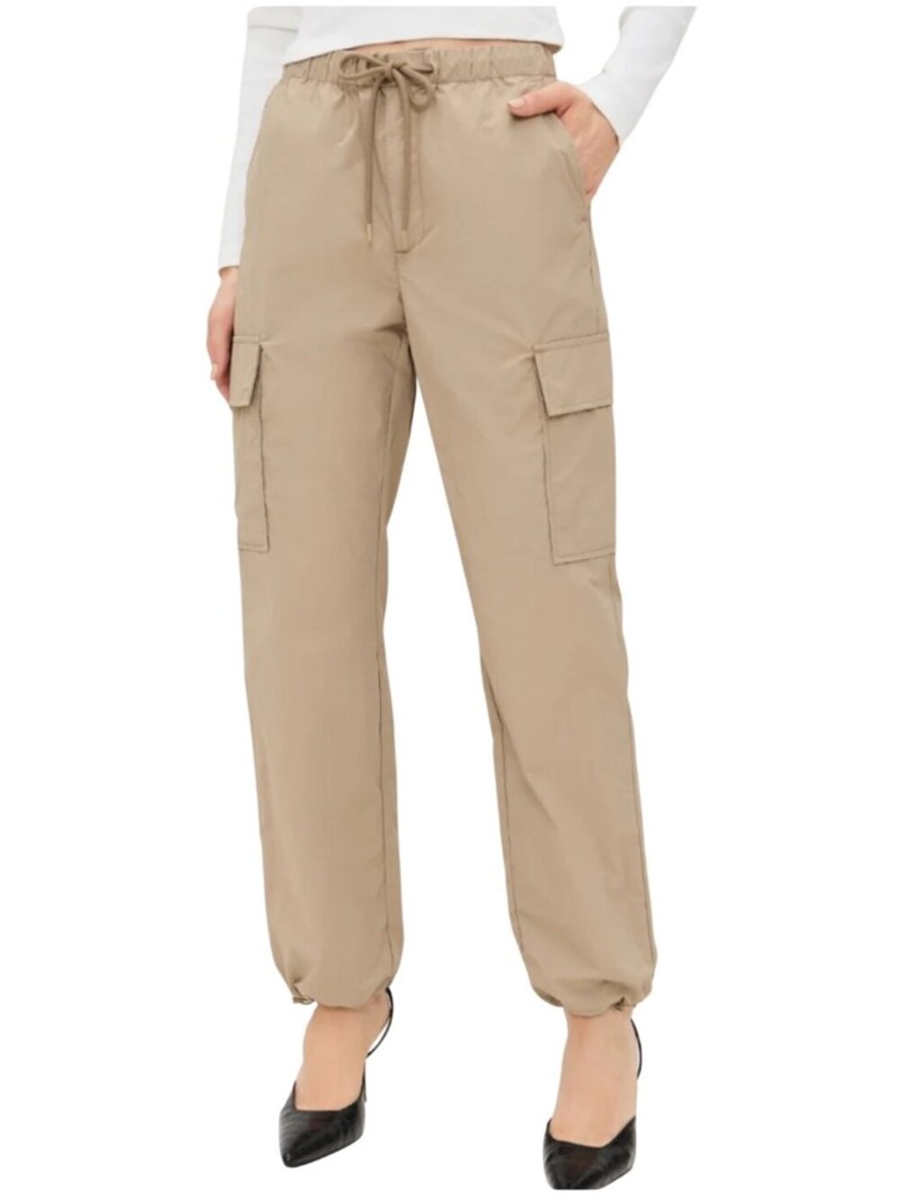 Pistola Jade Cargo Pants Womens Sz XS Taupe Utility Jogger Elastic Waist Lightwe